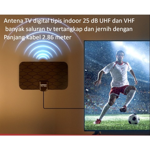 Antena TV digital tipis indoor 25 dB UHF dan VHF banyak saluran tv tertangkap dan jernih dengan Panj