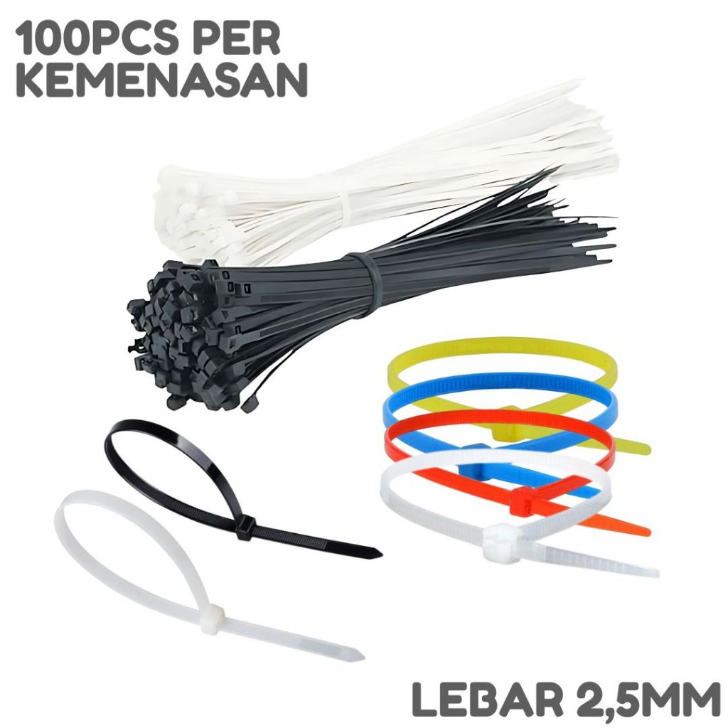 

KABEL TIES / CABLE TIES/ LEBAR 2,5MM / PANJANG 10/15/20MM MEVAL