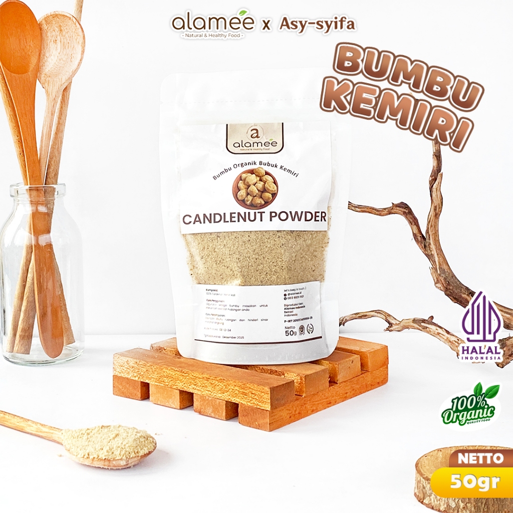 

ALAMEE Kemiri Bubuk Candlenut Seasoning Powder Bumbu Dapur Organik Masak Murni Tanpa Campuran 50g