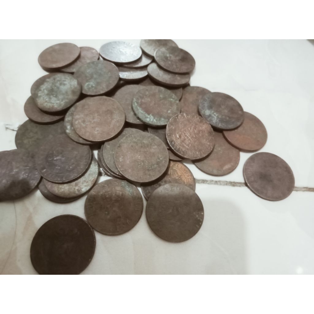 5 keping koin kuno benggol 2 1/2 cent.