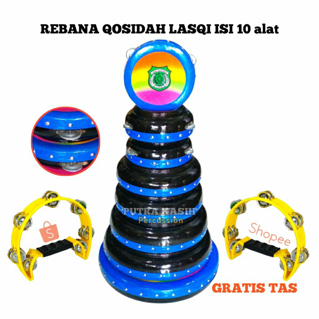 Rebana qosidah 1 set murah|Rebana murah|Rebana qosidah polos lasqi isi 10 alat
