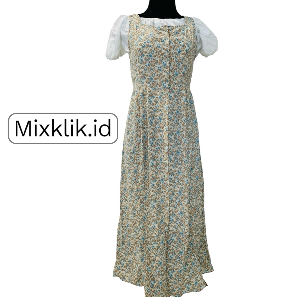Dress Wanita Korea style dengan Motif polos dan bunga dres kondangan,dres party,dress jalan jalan