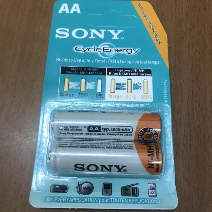 Batre Baterai Sony AA 4600mAh Rechargeable Battery Charger / Batre Casan Sony AA isi 2pcs