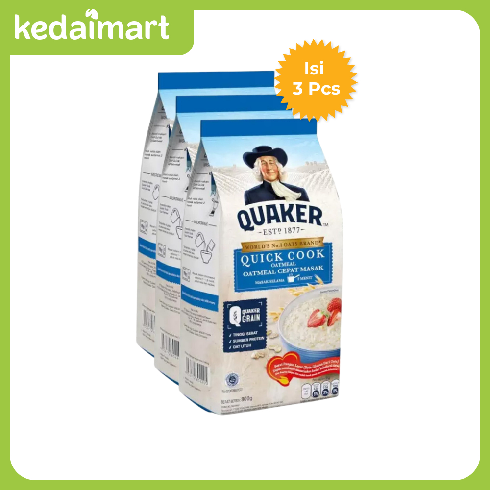 

Quaker Oat Quick Cook Pouch 800 Gram x 3 Pcs