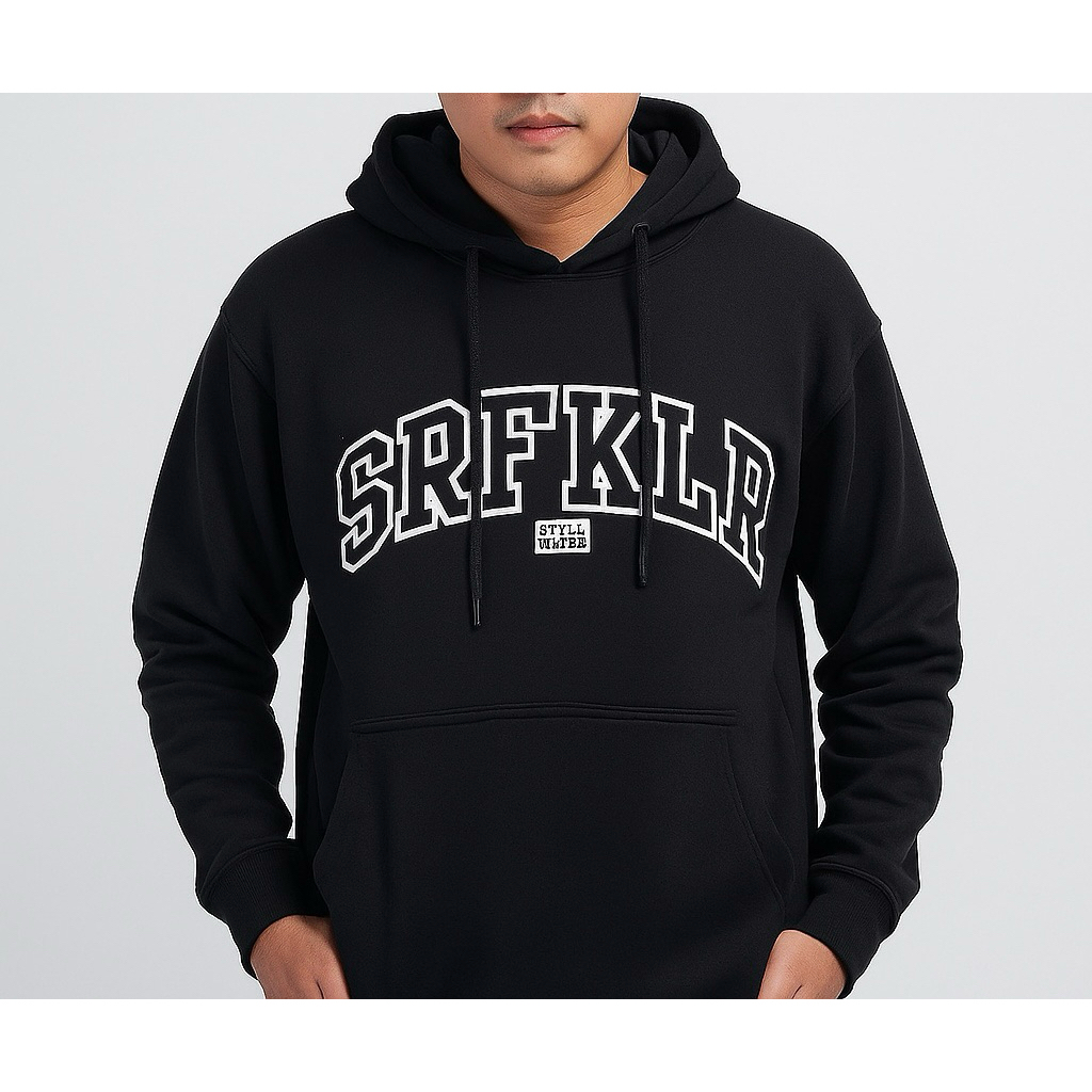 Surfakiller Jaket Hoodie Flecee Katun Hitam