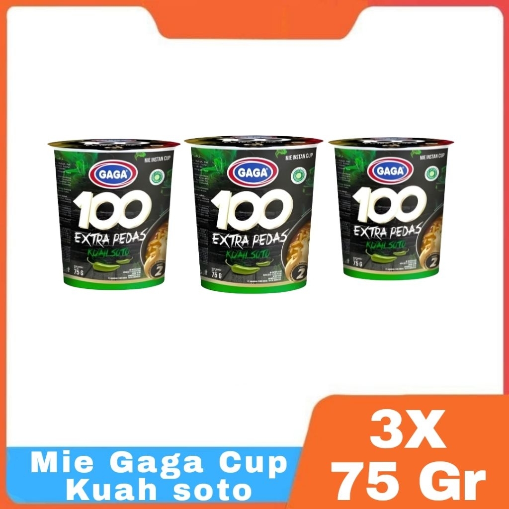 

Mie Gaga 100 Cup Rasa Kuah soto Extra Pedas [Isi 3 Cup]