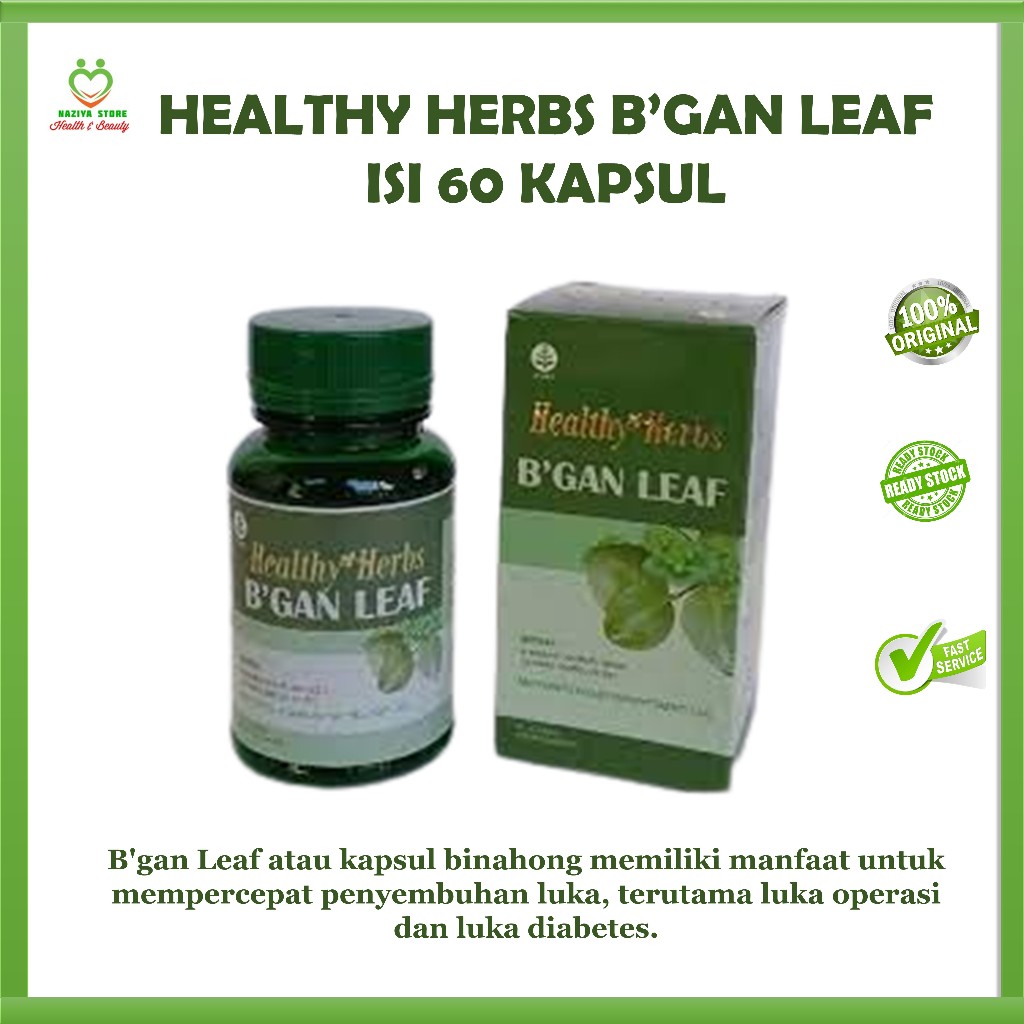 Healthy Herbs B'gan Leaf Kapsul Binahong Mempercepat penyembuhan Luka - Luka operasi - luka diabetes