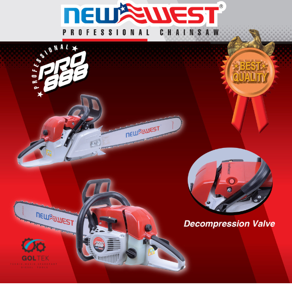 NEW WEST PRO 888 Chainsaw Profesional 72.2cc | Mesin Gergaji 4.9HP