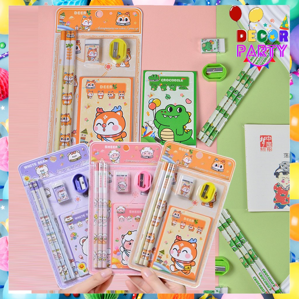 

DP Alat Tulis Set 6IN1 Motif Lucu Stationery Set Karakter Kartun 6 IN 1 Perlengkapan Sekolah Anak TK Souvenir Ulang Tahun Anak Alat Tulis Birthday Souvenir Hampers