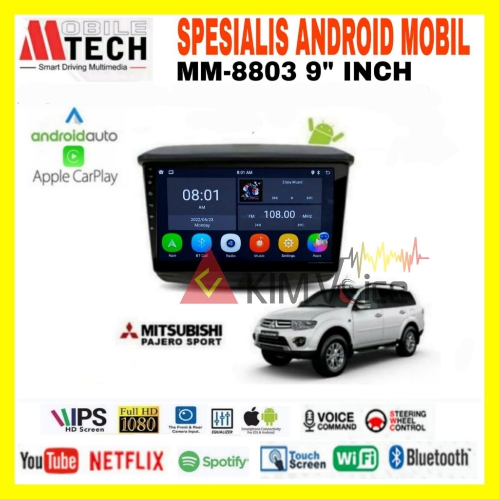 Head Unit Android Mtech 9 inch OEM Pajero Sport 2010-2014 Soket Plug & Play