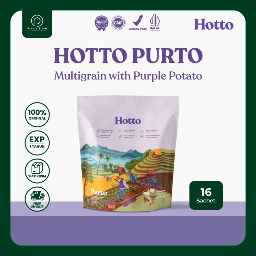 

Hotto Purto 1 Pouch (16 Sachet) ORIGINAL 100% - Superfood Multigrain dengan Ubi Ungu BPOM & HALAL