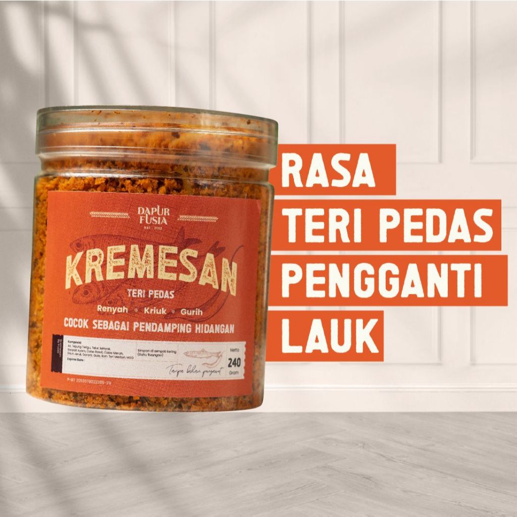 

Kremesan FUSIA Teri Pedas 240 G PREMIUM PENDAMPING MAKANAN TABURAN