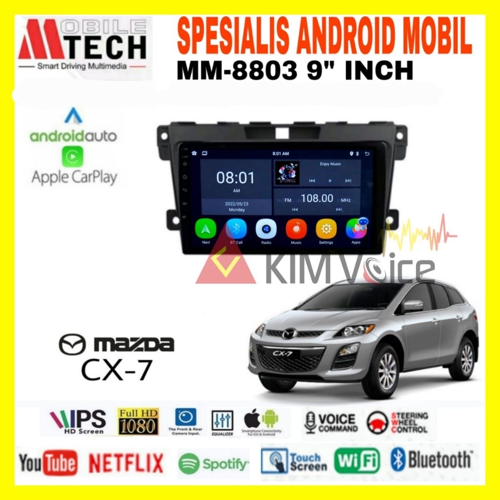 Head Unit Android Mtech 9 inch OEM Mazda CX7 2007-2014 Soket pnp + canbus