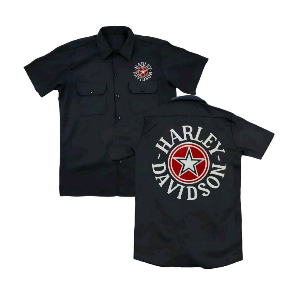 kemeja Harley Davidson PDH workshit pria wanita baju distro