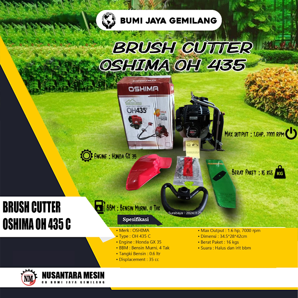 MESIN POTONG RUMPUT / BRUSH CUTTER OSHIMA OH 435 C 4 TAK