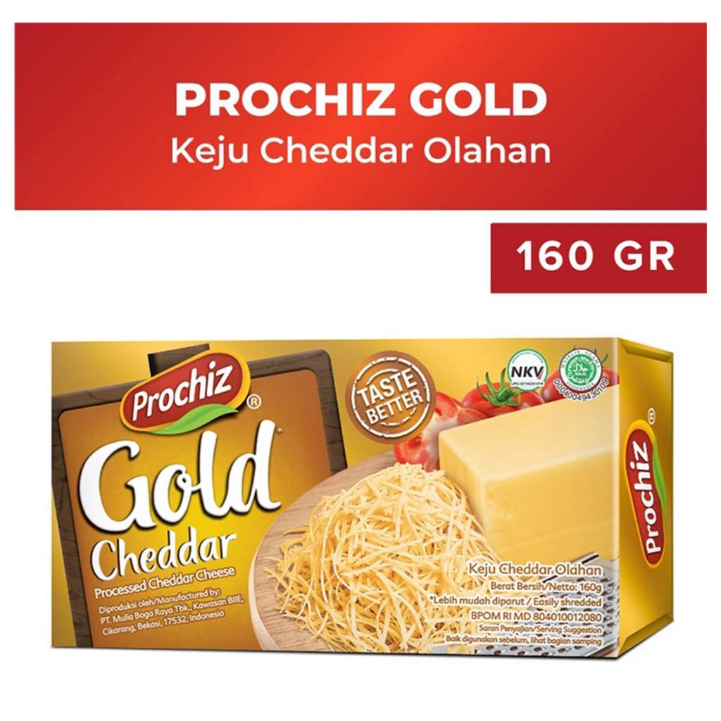 

PROCHIZ Gold Keju Cheddar Olahan 160 g | PROCHIZ Gold Slices Keju Cheddar Lembaran 12 s