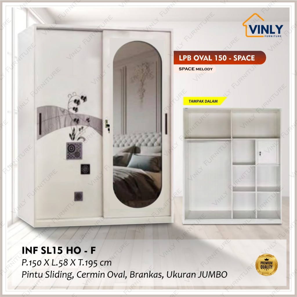 Lemari / Lemari Pakaian Besi / Lemari Pakaian Besi 2 Pintu SLIDING JUMBO