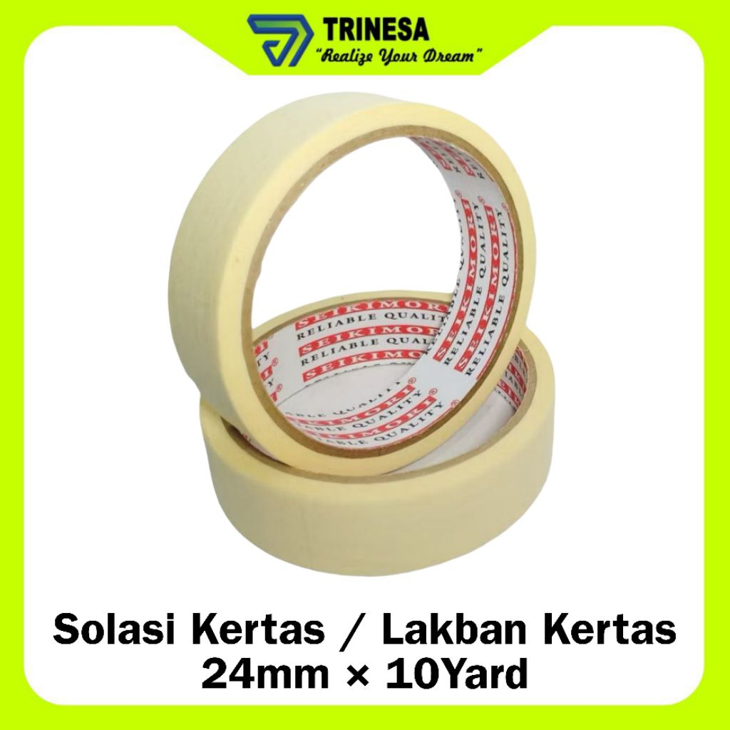

Seikimori Masking Tape / Isolasi Kertas / Solasi Kertas 24mm x 10 Yard