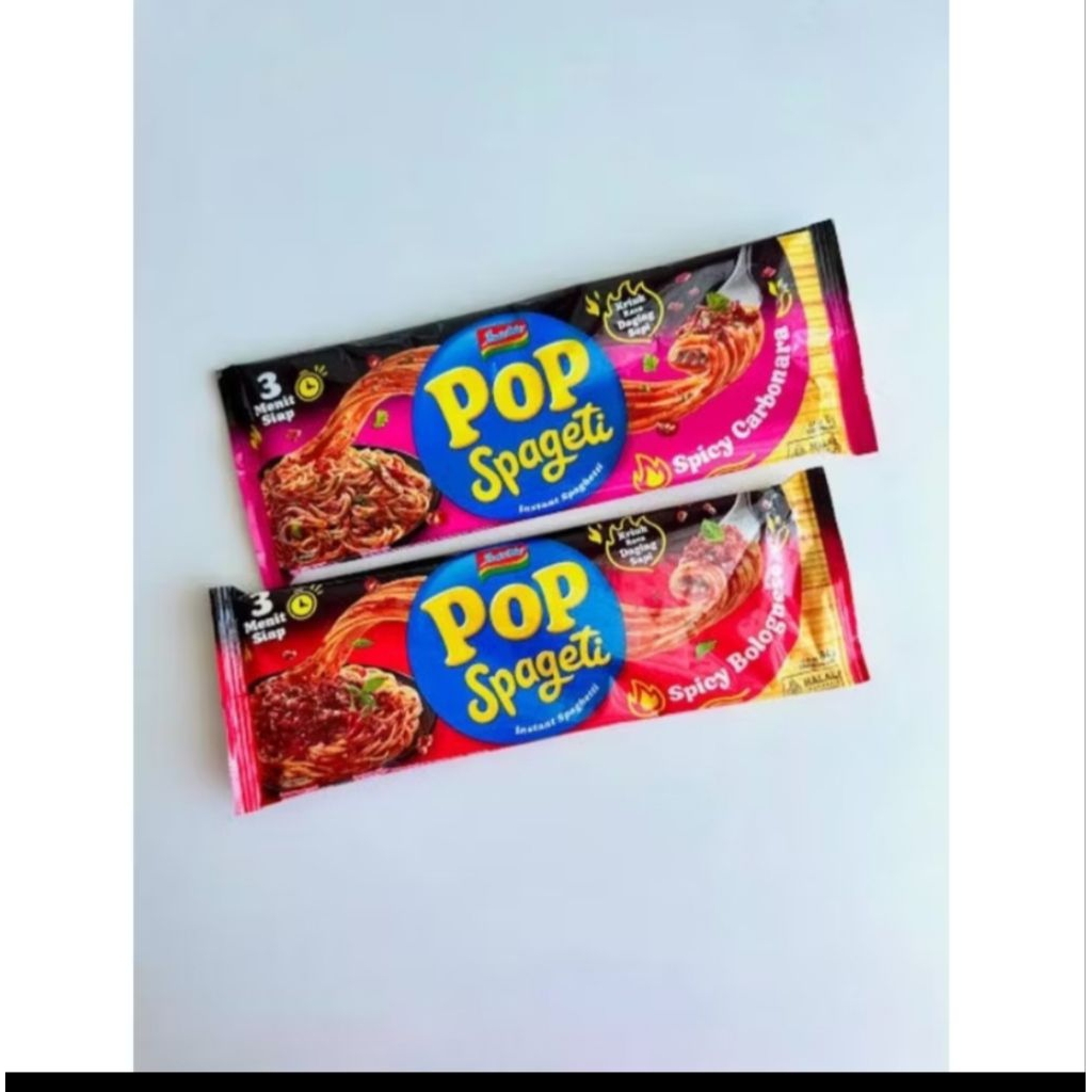 

pops spaghetti Indofood dengan rasa spicy carbonara dan spicy bolognese