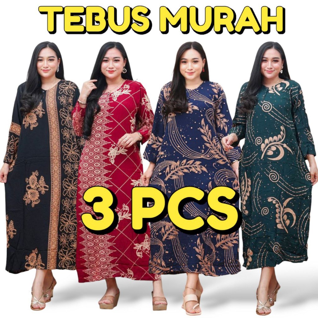Daster 100 Ribu Dapat 4 Pcs Daster Jumbo LD 110 Model Motif Terbaru 2025 Daster Lengan Panjang