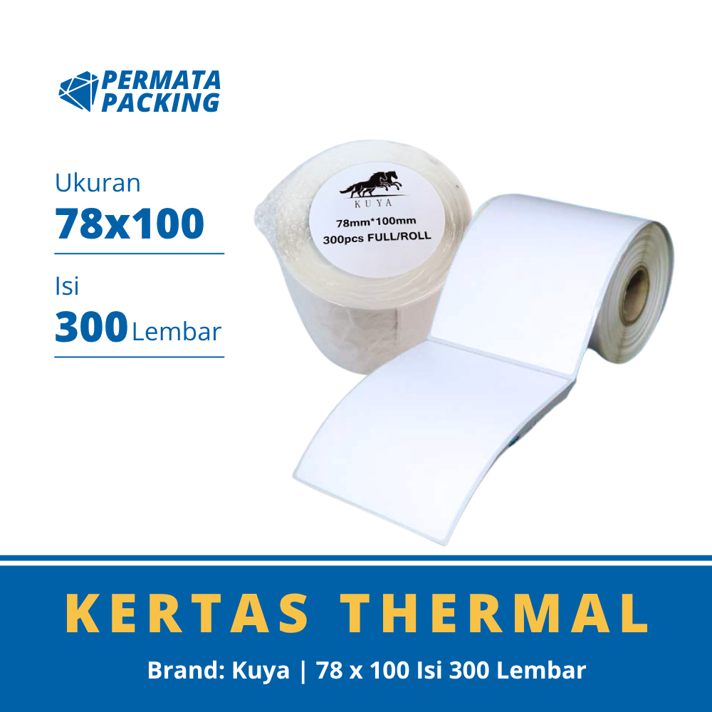 

Kertas Thermal Sticker/Label Sticker Thermal 78x100 mm Murah Isi 300 Lembar Kuya