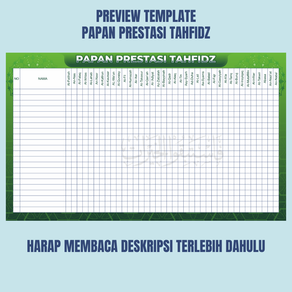 Jual BANNER PAPAN PRESTASI TAHFIDZ JUZ 30