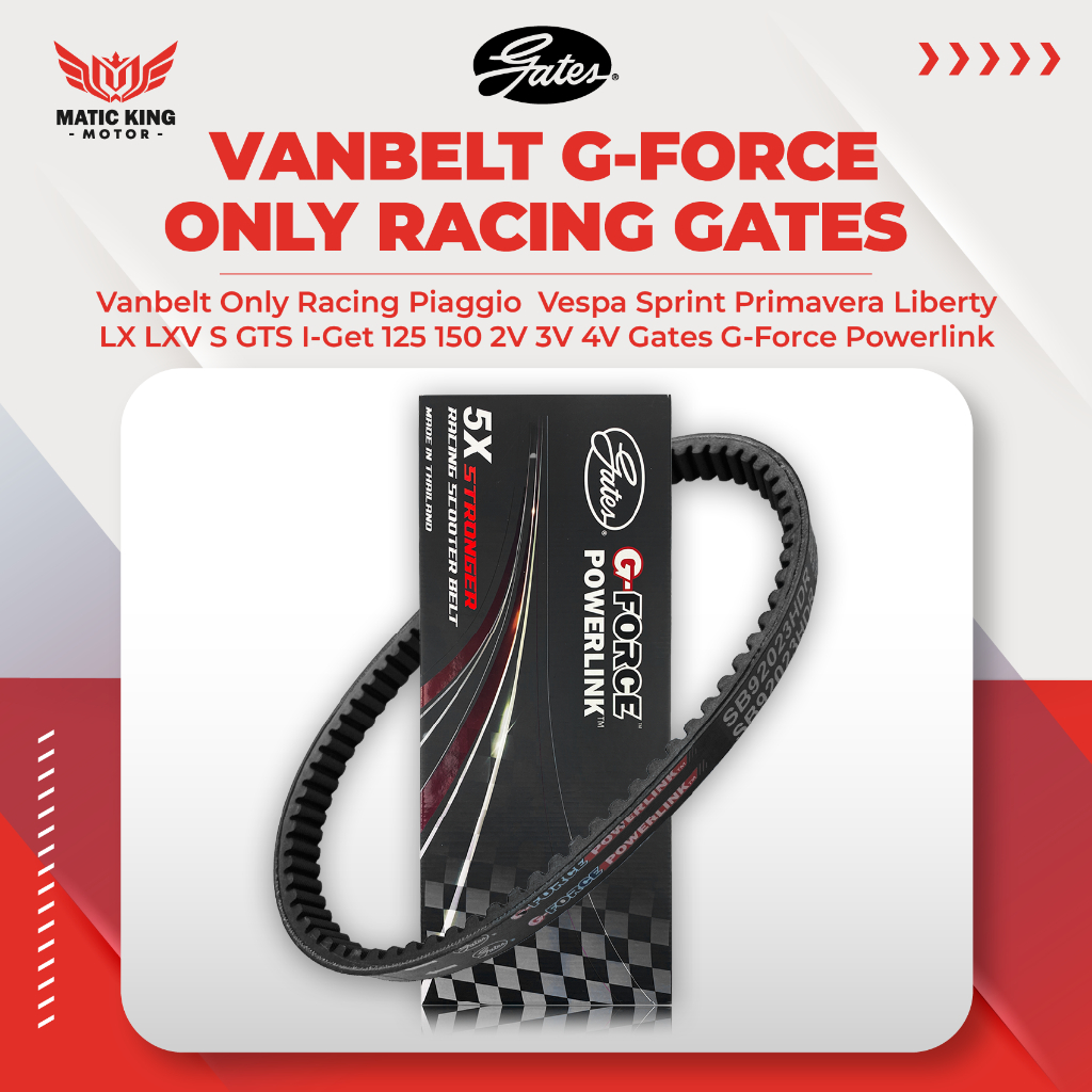 Gates G-Force Vanbelt V Belt Racing Vespa Sprint Primavera Liberty LX LXV S GTS I-Get 125 150 2V 3V 