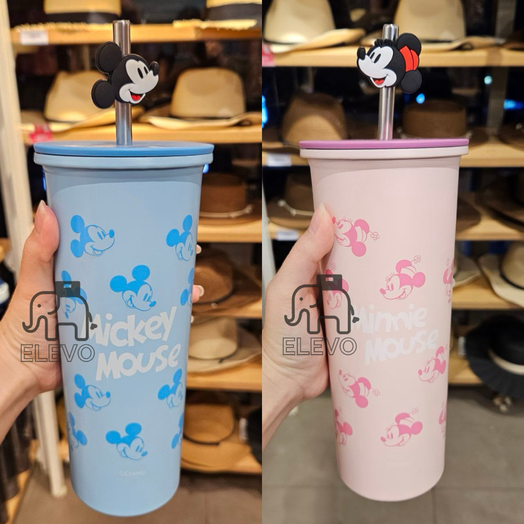 Miniso x Disney - Botol Minum / Tumbler Stainless + Sedotan Disney Mickey & Minnie Mouse Collection