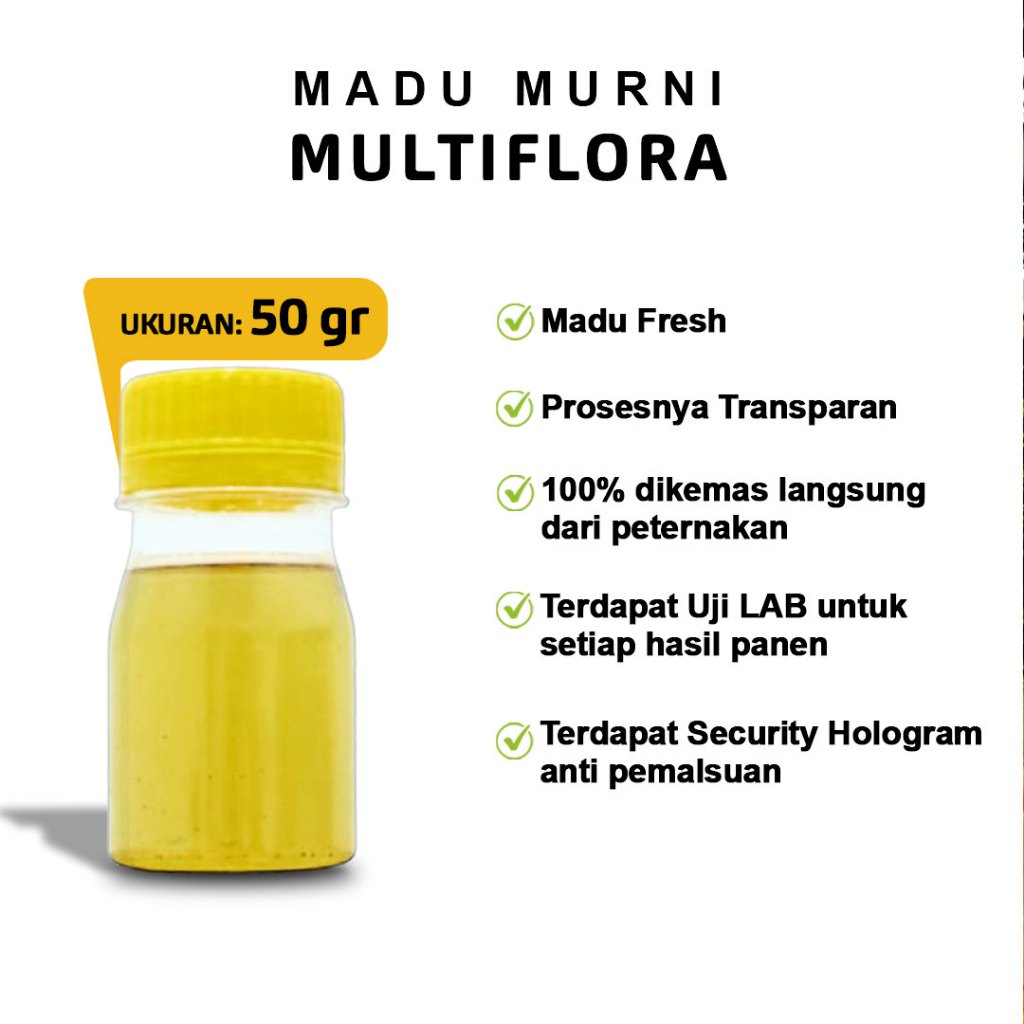 

lontong12 Madu Murni Multiflora 50 gram Fresh 100% Dikemas Langsung di Peternakan