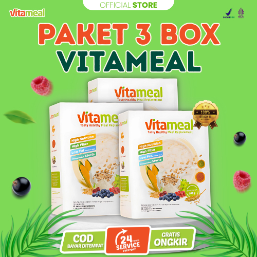 

Vitameal 3 Box –– Sereal Sehat Multigrain Bantu Turunkan Gula Darah dan Kolesterol Aman FITAMIL DIET