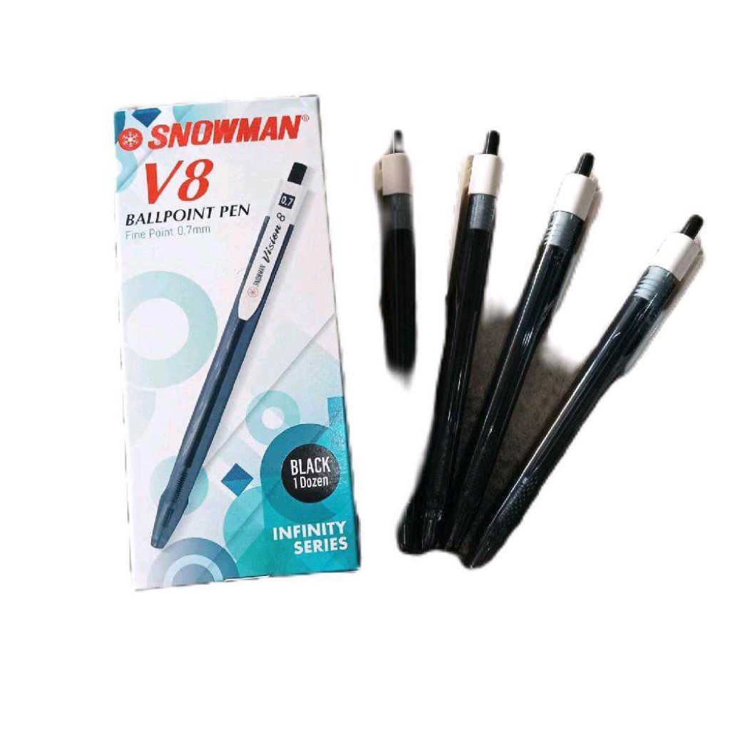 

snowman 6 buah ballpoint pen V-8 ketebalan 0.7 mm pulpen infinity series atau pastell series snowman per 6 pcs - enc.sup