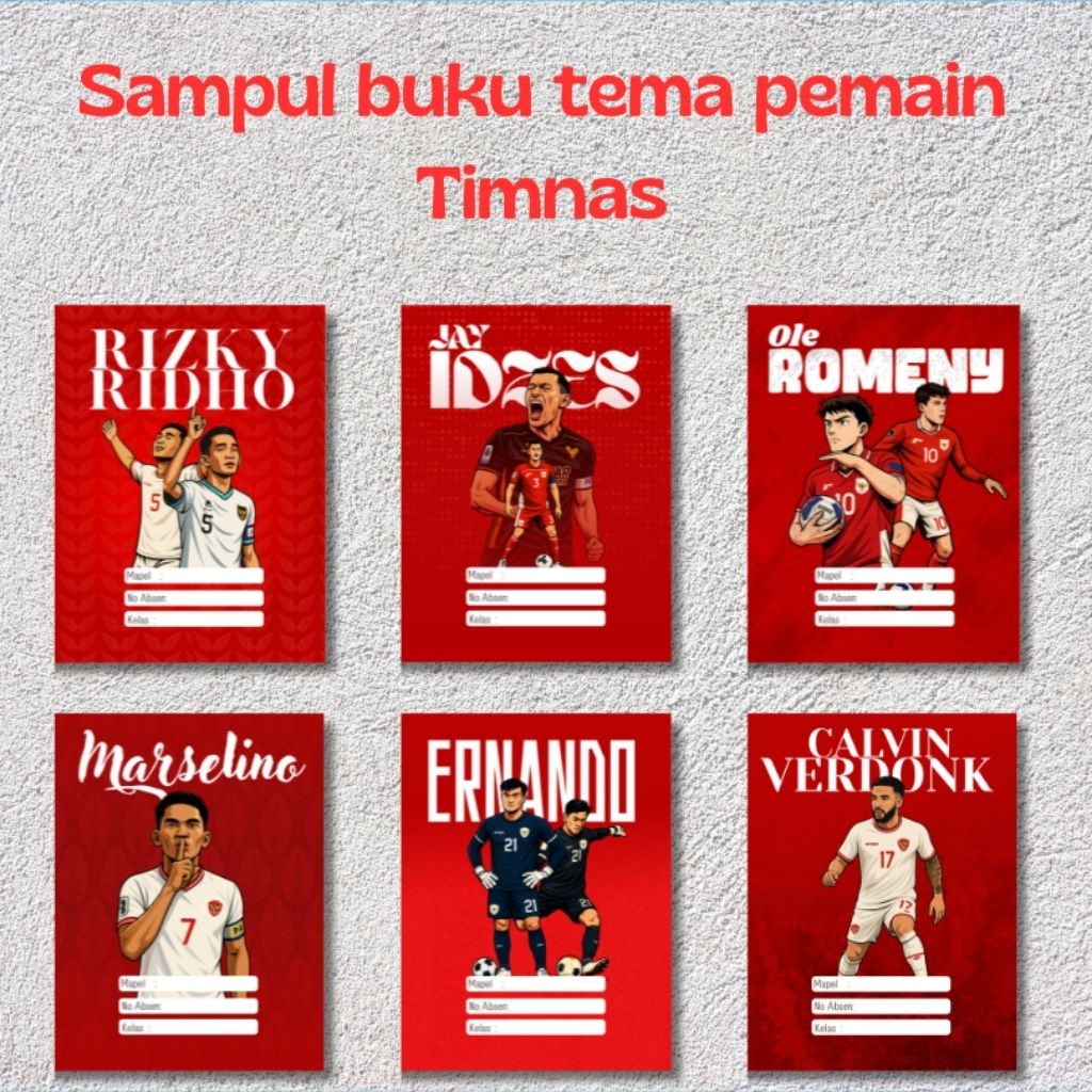 

Sampul Buku Tulis A5 5pcs Tema Pemain Timnas Indonesia – Rizky Ridho Jay Idzes Struick Marselino Artpaper