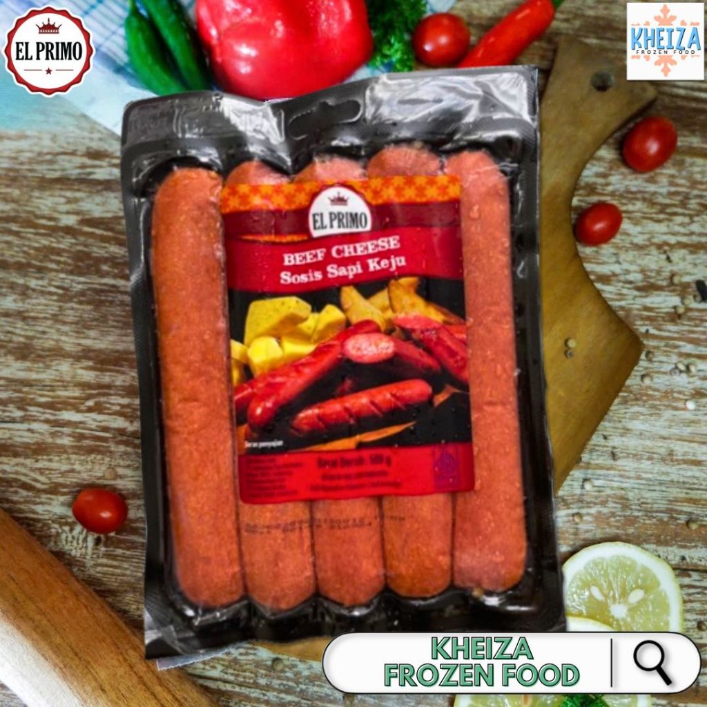 

EL PRIMO SOSIS SAPI KEJU - Beef Cheese Sausage 500gr - Kheiza Frozen