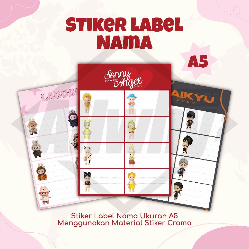 

Stiker Label Nama Buku & Alat Tulis - Desain Karakter Favorit Anak - Ukuran A5 Stiker Cromo