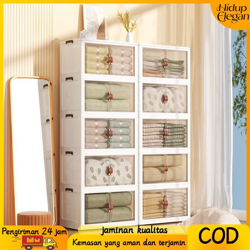 lemari lipat tempat baju kotak penyimpanan pakaian bayi portable lemari serbaguna baju bayi dapur bo