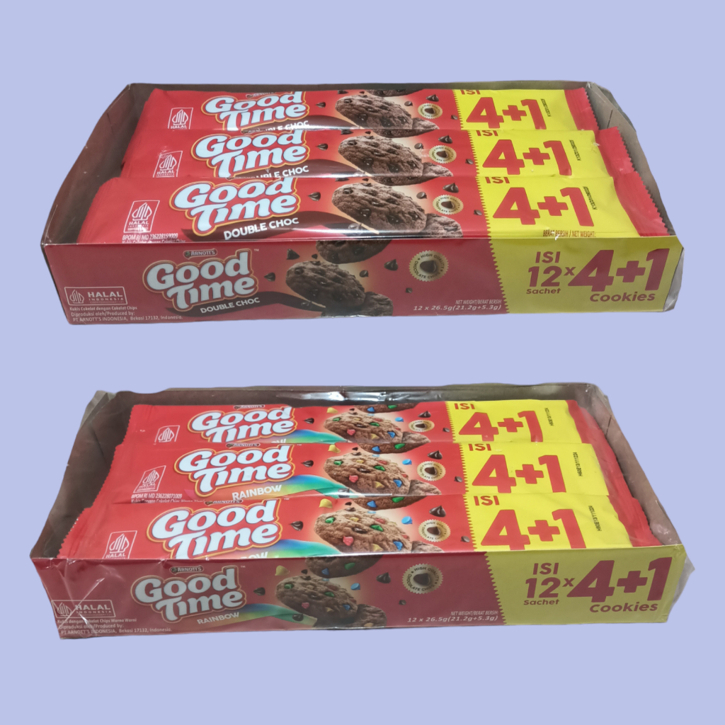 

GOOD TIME Rainbow & Coklat Cookies Chocochips 26gr [12 sachet/box]