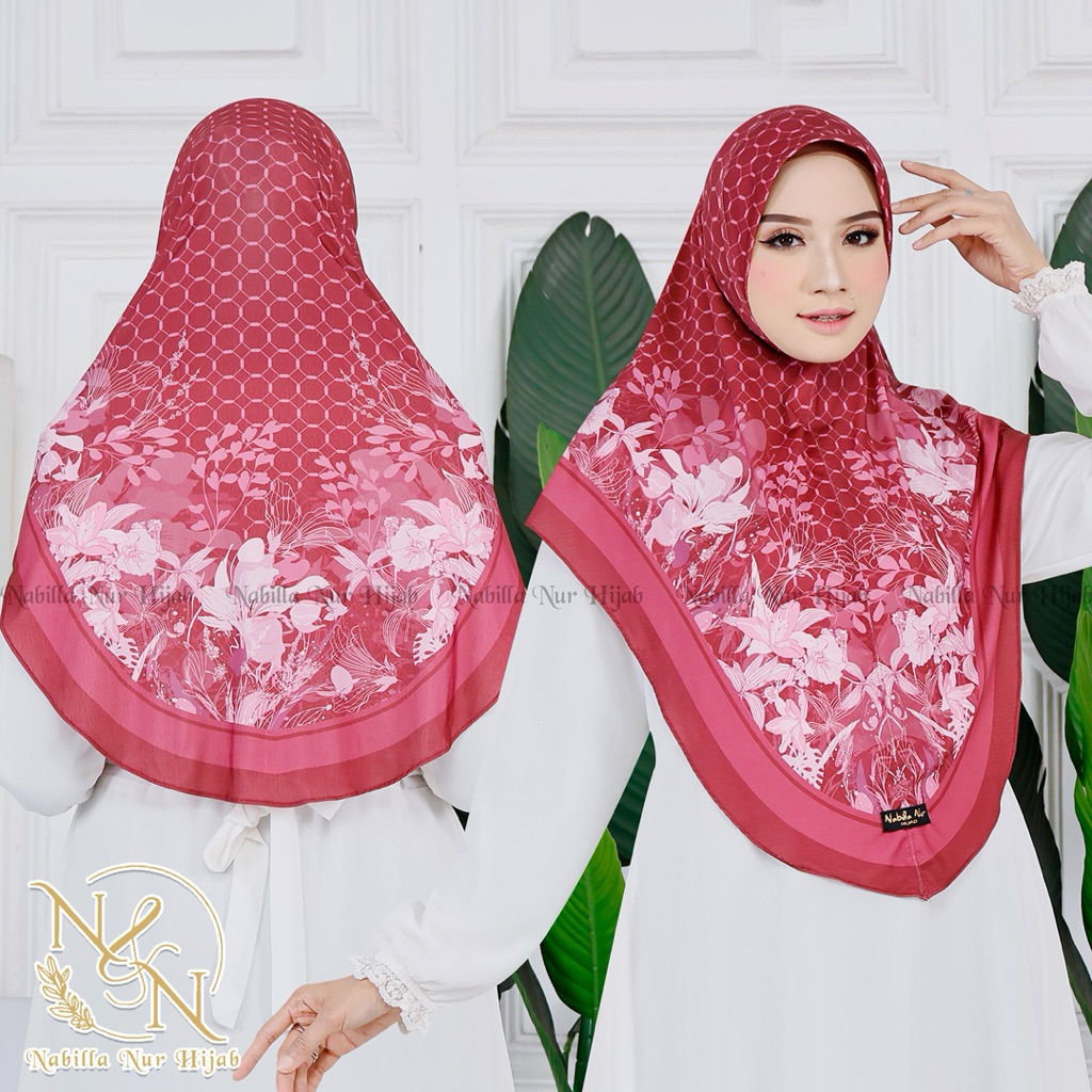 Nabillanur - Hijab jilbab kerudung instan bergo motif malay printing Jersey premium