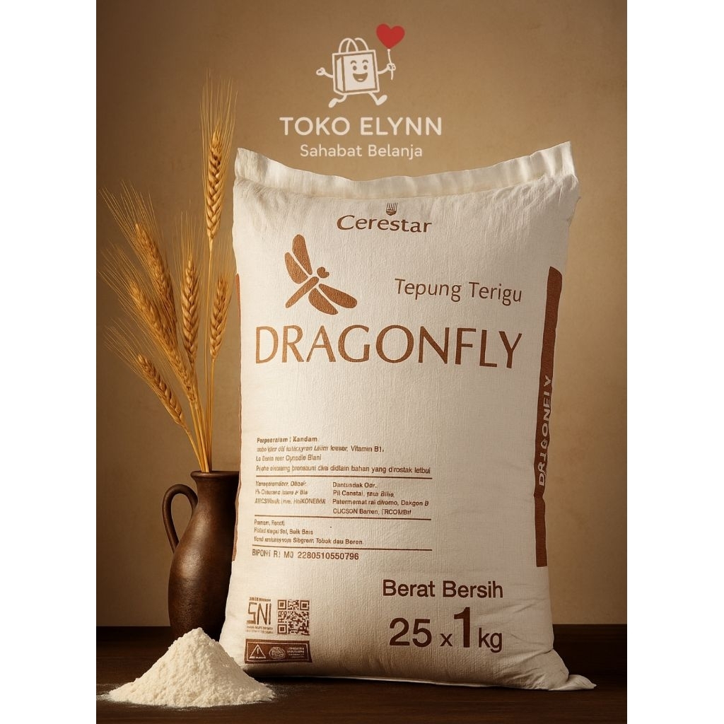 

Tepung Terigu Protein Rendah DRAGONFLY 1 Karung ( isi 25pack x 1kg)