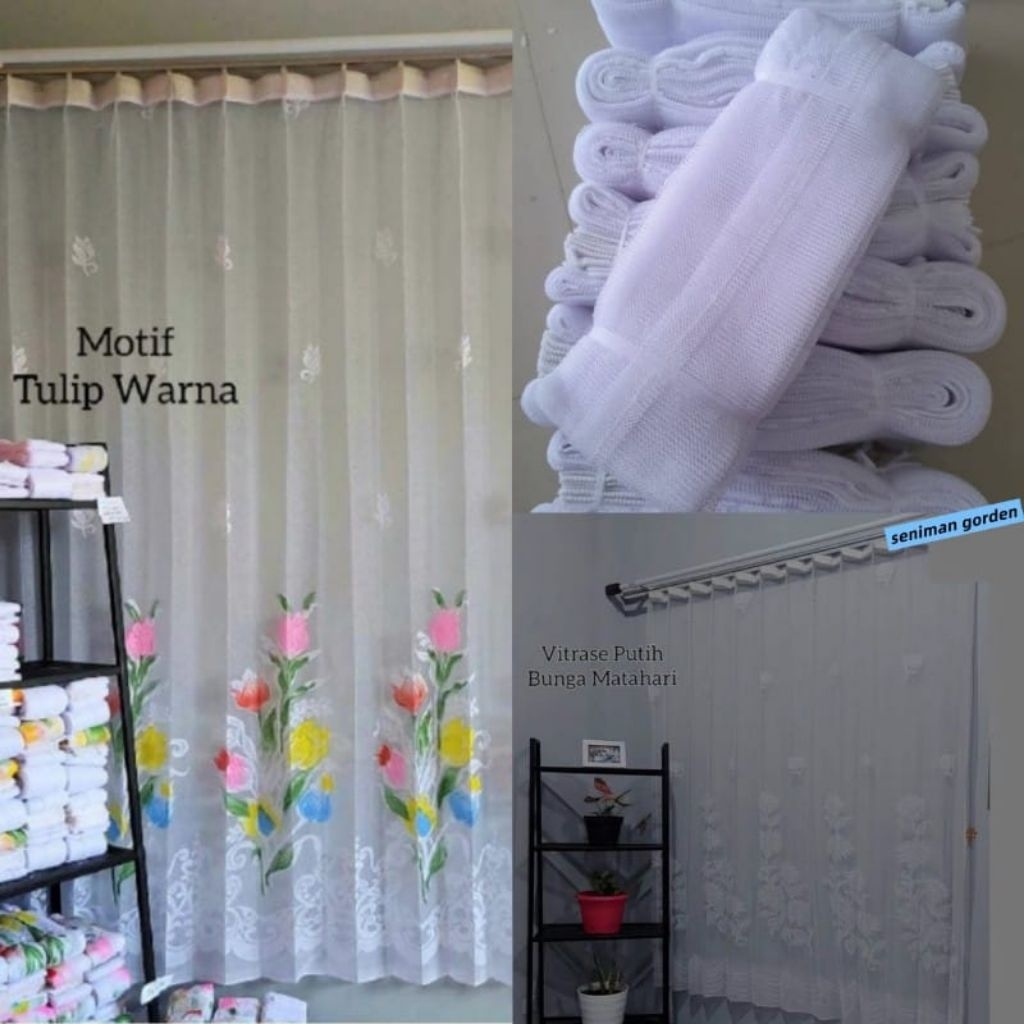 Vitrase Gorden Motif Tirai Jendela Minimalis Puring Dalaman Vitras Lokal