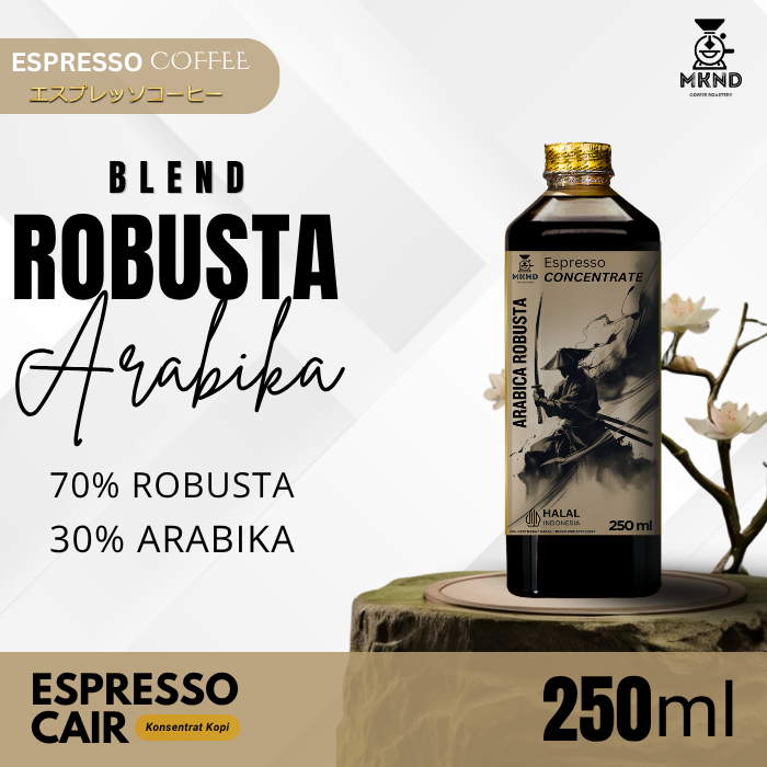 

MKND COFFEE ROASTERY - Kopi Blend Arabika 30% Robusta 70% Espresso Cair 250ML | Konsentrat Kopi Espresso Medium Dark Roast