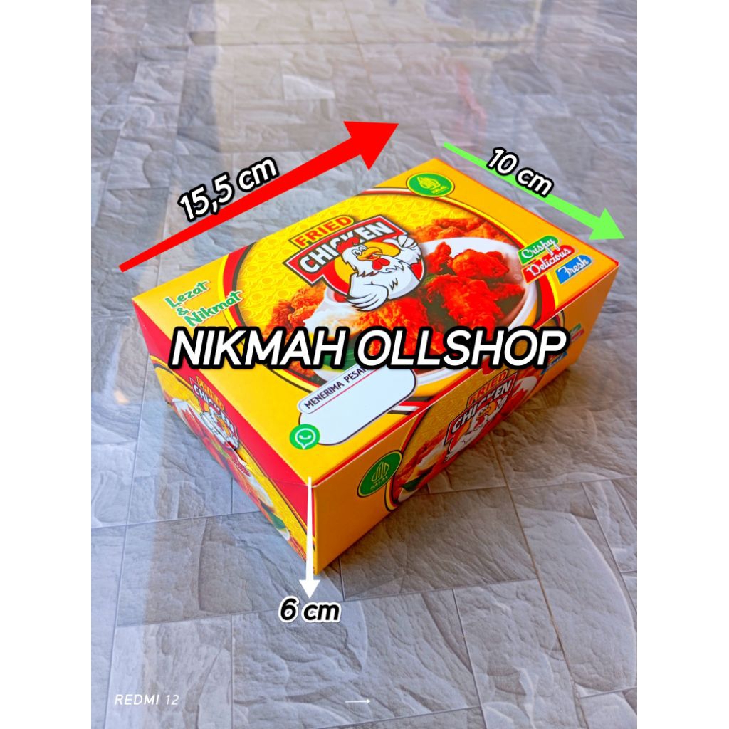 

BOX FRIED CHICKEN 100 LEMBAR IVORY LAMINASI 15x10x6 CM VIRAL | KARDUS BOX CHICKEN TERBARU