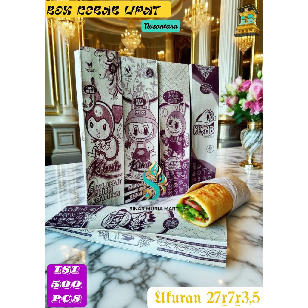 

(Coklat 500 pcs) Kotak Kebab Paper Craft,Kemasan Box Kebab, Kantong Kebab