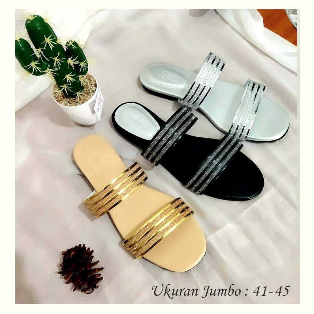 Sandal  Glitter Wanita Ukuran Jumbo 41-42-43-44-45