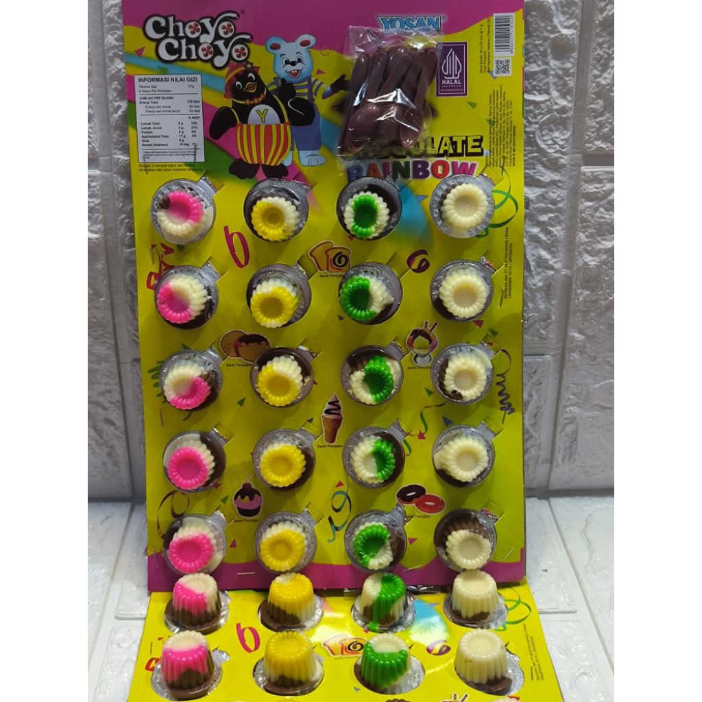

YOSAN CHOYO COKLAT CUP RAINBOW/COKLAT JADUL ISI 20pcs