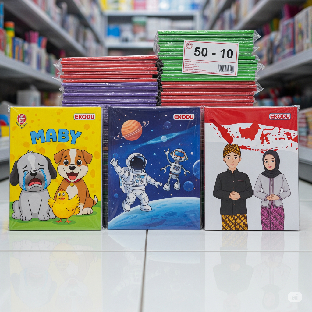 

EKODU | Buku Tulis Garis 1 Pack (10 Buku) 50 Lembar - Bisa Custom Cover dan Nama