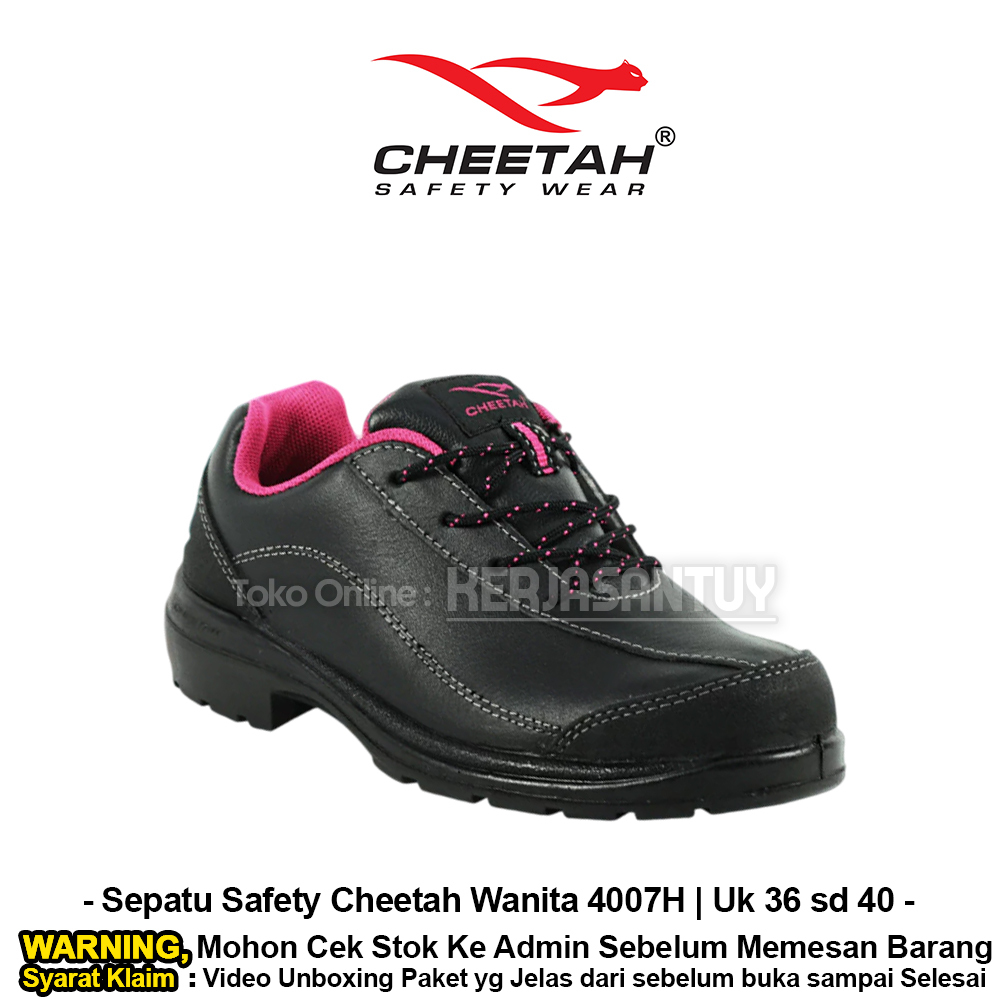 Cheetah 4007H Sepatu Safety Wanita Pendek Bertali Hitam / Safety Boots Lace Up 4007 H Tapak Polyuret