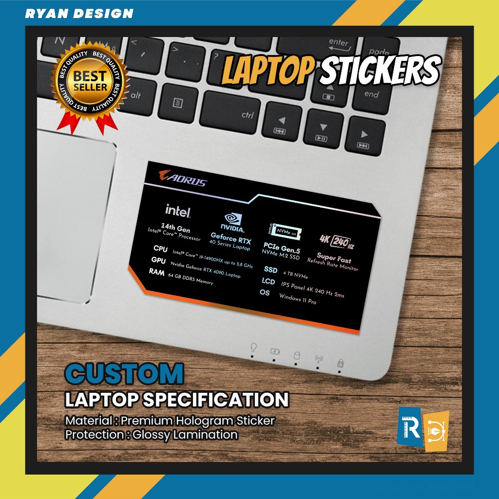 Stiker Logo Laptop Stiker Spesifikasi Fitur Laptop Stiker Nvidia RTX GTX Intel Amd (Model 007)