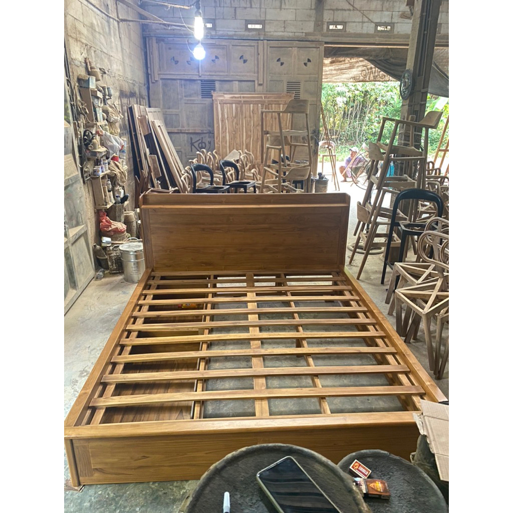 dipan headbord laci minimalis / dipan laci jati