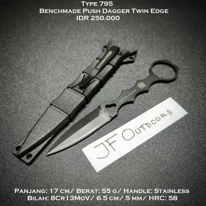 Pisau EDC Benchmade Push Dagger Neck Knife Twin Edge