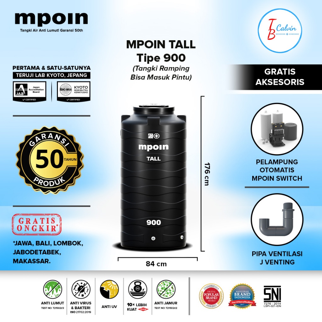Tangki Tandon Toren Air MPOIN Plus 900 Liter TALL